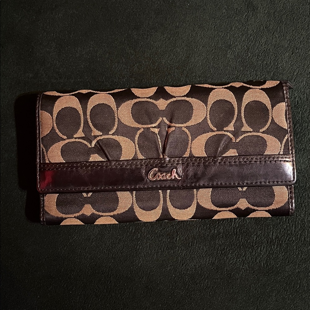 Coach Brown and Black Signature Wallet